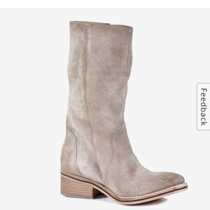 Diba True, style Collide, taupe mid-shaft  suede boot with rustic antique finish